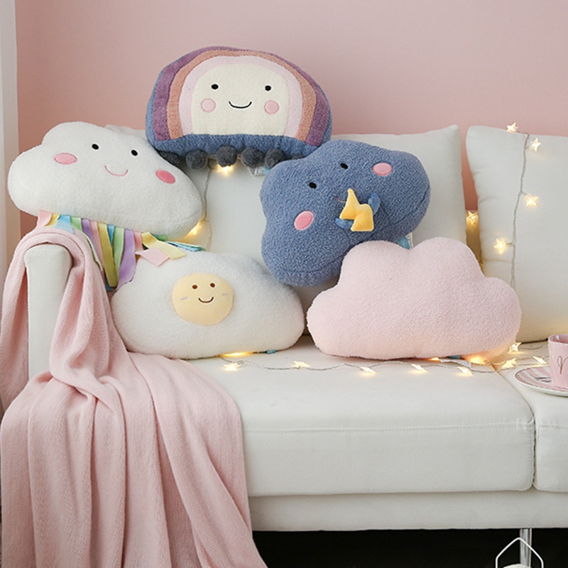 New Stuffed Cloud Moon Star Raindrop Plush Pillow Soft Cushion