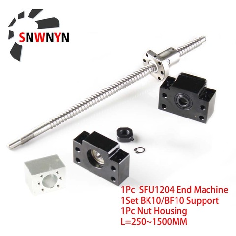 1Set SFU1204 Ball Screw With End Machine RM1204 Length 250 300 550 600 800 1500mm Single Flange BallNut BF/BK10+Ball Nut Housing ► Photo 1/6