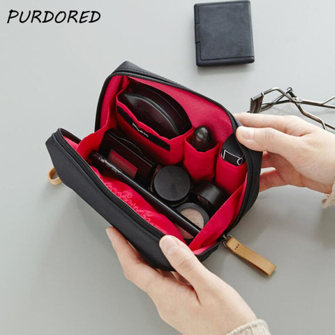 PURDORED 1 pc Solid Cosmetic Bag Korean Style Women Makeup Bag Pouch Toiletry Bag Waterproof Makeup Organizer Case necessaire ► Photo 1/6