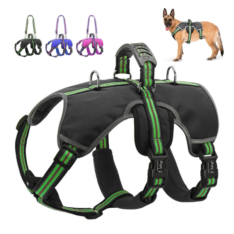 Nylon Reflective Large Dog  Harness Vest Leash No Pull Dog Harness For Medium Large Dogs Outdoor Hiking Harnesses With Handle ► Photo 1/6