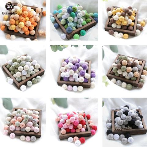 Let's Make 10pc Wooden Beads 20mm Crochet Beads Wooden Teether Baby Toys Handmade Wood Crafts Teething Rattle Beads Baby Teether ► Photo 1/6