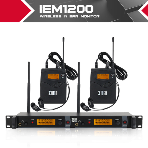 XTUGA IEM1200 wireless In Ear Monitor System 2 Channel 2 Bodypack Monitoring with in earphone wireless Type Used for stage ► Photo 1/6