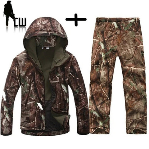 TAD Gear Tactical Softshell Camouflage Jacket Set Men Army Windbreaker Waterproof Hunting Clothes Set Military Outdoors  Jacket ► Photo 1/6