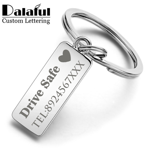 Custom Engraved Keychain For Car Logo Name Stainless Steel Personalized Gift Customized Anti-lost Keyring Key Chain Ring P009 ► Photo 1/6