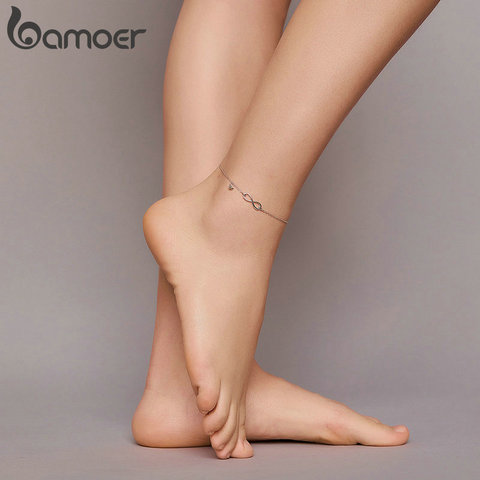 bamoer Real 925 Sterling Silver Infinite Chain Foot Jewelry for Women Anti-allergy Anklet Foot Bracelets Summer Jewelry SCT019 ► Photo 1/6