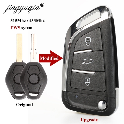 jingyuqin Modified Flip Remote Key for BMW 1/3/5/7 Series X3 X5 Z3 Z4 Keyless Entry Transmitter EWS System 315MHz/433MHz ID44 ► Photo 1/3