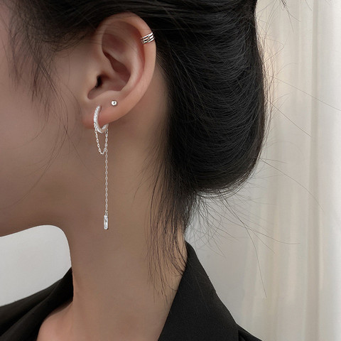 Prevent allergy 925 Sterling Silver Tassel Round Bead Long Drop Earring for Women Party Wedding Jewelry eh1047 ► Photo 1/5