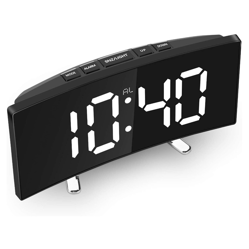 Digital Alarm Clock 7 Inch Curved Dimmable Led Digital Clock For Kids Bedroom Green Large Number Clock  Lightweight ► Photo 1/6