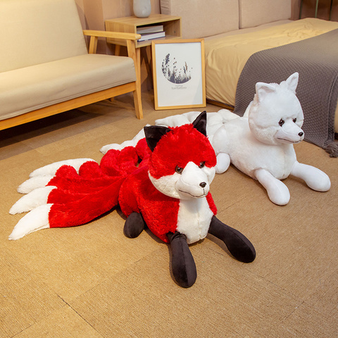 1pc Lifelike Nine Tails Fox Plush Toys Stuffed Animal Nine-Tailed Fox Kitsune Dolls Creative Gifts for Girls White Red Fox Toys ► Photo 1/6