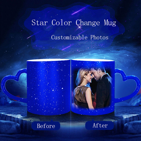 DIY Personalized Magic Mug Heat Sensitive Ceramic Color Changing Coffee  Milk Cup Gift Print Pictures Personality Words ► Photo 1/6