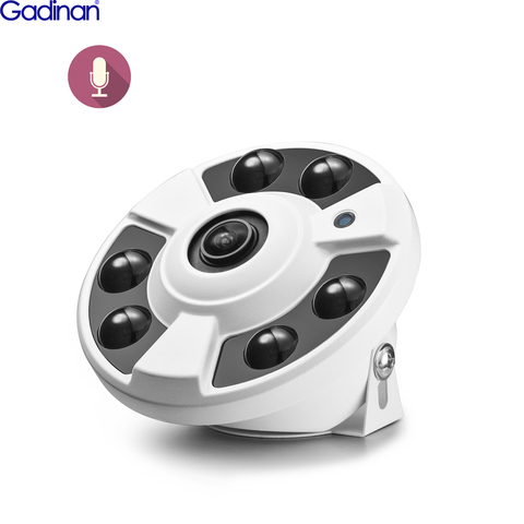 Gadinan H.265 IP Camera 1.7mm Fisheye Lens 5MP 3MP Panoramic ONVIF Outdoor IP Camera Audio CCTV Xmeye Phone View DC12V/ POE 48V ► Photo 1/6