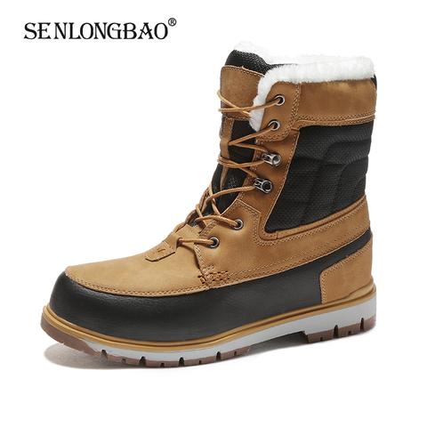 Winter Keep Warm Plush Snow Boots Men Middle tube Boots Fashion Casual Motorcycle Boots Waterproof Men's Boots Big Size 39-47 ► Photo 1/6