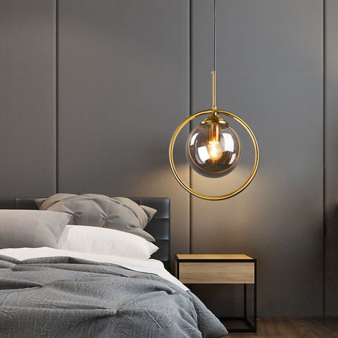 Modern Glass Ball Pendant Lighting Fixture Golden Ring Kitchen Dining Room Bedside Hanging Lamps Luminaire Suspension Lights ► Photo 1/6