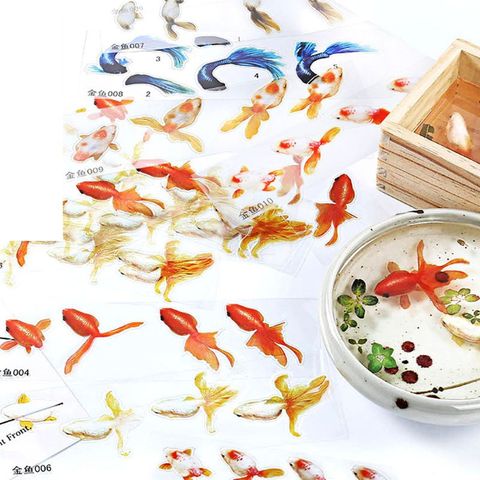 9Style 3D Goldfish Blue Fish Leaves Grass UV Resin Stickers Clear Film Resin DIY Fillers Water-Like Painting Jewelry Making Tool ► Photo 1/6