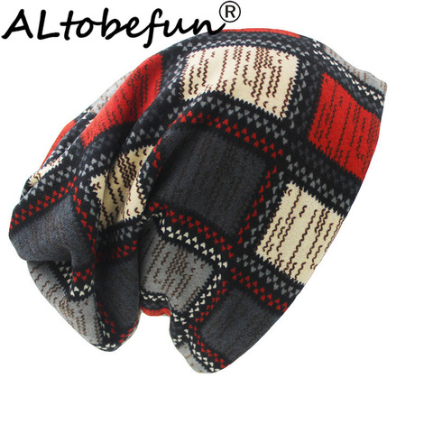 ALTOBEFUN Brand Autumn Winter Hats For Women Skullies And Beanies Men Hat Unisex Plaid Design Contrast Color Ladies Hat BHT022 ► Photo 1/6