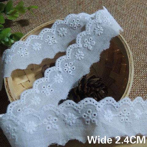2.4CM Wide Cotton White Venise Embroidered Wedding Dress Ribbon Flowers Lace Fabric Appliques Sewing Trimmings Guipure Decor ► Photo 1/2