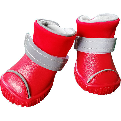 Winter Pet Dog Leather Shoes Warm Snow Boots Waterproof Wear-resistant Non-Slip Cotton For Medium Large Dogs Pet Accessories ► Photo 1/6