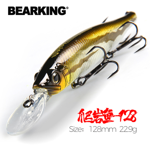 BEARKING 128mm 22.9g depth2 - 3m Wobbler Top fishing lures hard bait minnow quality hooks Fishing accessories for fishing tackle ► Photo 1/6