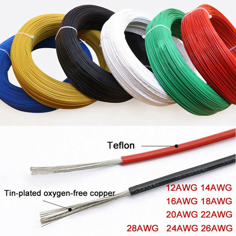 UL1332 multi-strand high temperature PTFE tinned copper wire 12AWG13/14AWG 16AWG18AWG20AW multicolor insulated electronic cable ► Photo 1/6