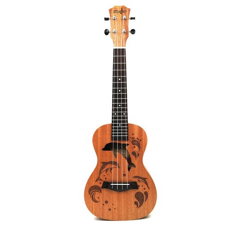 Professional Dolphin Pattern Soprano Ukulele Uke Hawaii Guitar Sapele 4 Strings Wood Ukulele Musical Instruments For Beginner ► Photo 1/6