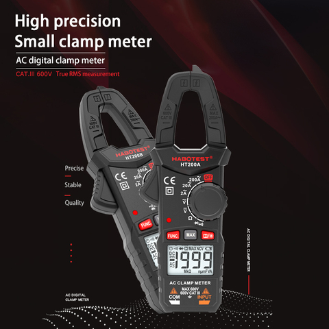 Habotest HT200A/200B AC DC Ammeter Digital 600V 200A 20MΩ Digital Clamp Meter Multimeter Continuity Max High Precision Tester ► Photo 1/6