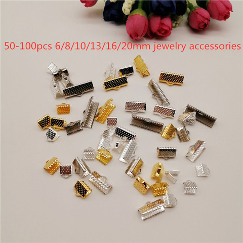 100pcs Crimp Beads Clasps Cord End Clips String Ribbon Leather Clip Foldover Necklace Bracelet Connectors For DIY Jewelry Making ► Photo 1/6