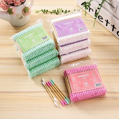 100pcs/bag Double Head Cotton Swabs Women Makeup Disposable Cotton Buds Nose Ears Cleaning Wood Cotton Swabs ► Photo 1/6