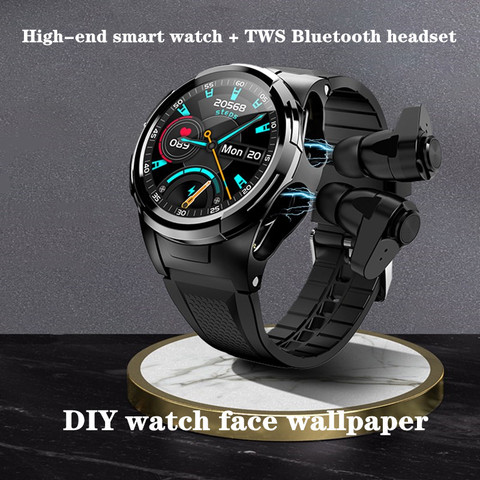 S201 Round Screen Smart Watch Tws Bluetooth Headset Two-In-One Touch Heart Rate Blood Pressure Monitoring Men's Sports Tracker ► Photo 1/6