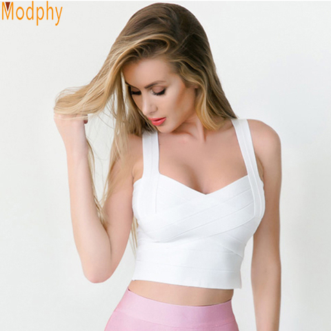2022 new arrivals women's elastic bandage crop top spaghetti strap busty solid candy color v-neck hot sale  EV1529 ► Photo 1/6