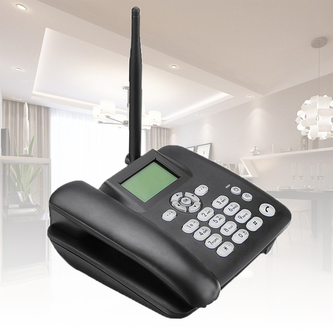 Black Fixed Desktop Wireless cordless Telephone 2G GSM Desk Phone SIM Card SMS Function Desktop Telephone Machine ► Photo 1/6