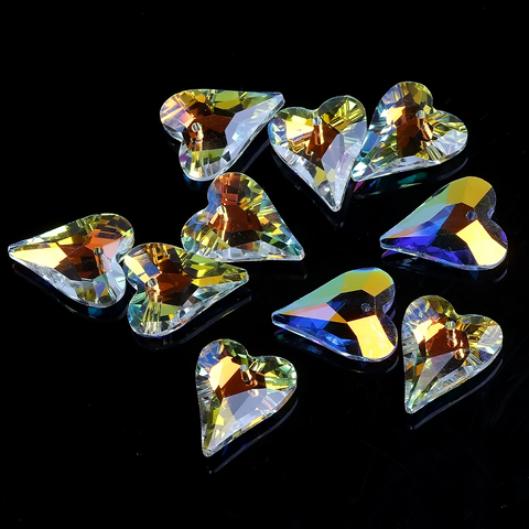 Austrian Crystal Heart Pendant Shiny AB Glass Loose Beads Wholesale DIY Making Charms Neckalace Jewelry Accessories Needlework ► Photo 1/6
