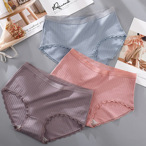 2pcs Plus Size Briefs For Women Lingerie High Waist 100% Cotton Panties  Breathable Soft Striped Underwear Female Intimates - Price history & Review, AliExpress Seller - SIACUI Store