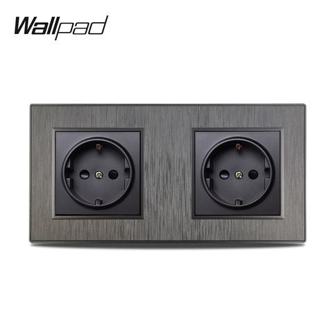 Wallpad S6 Double 2 EU Electric Outlet Power Wall Socket German Plug 3 Colors Brushed PC Plastic Design ► Photo 1/5