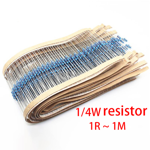 100pcs 1/4W 0R-22M 1% Metal Film Resistor 0.25W 0 2.2 10 100 120 150 220 270 330 470 1K 2.2K 4.7K 10K 100K 470K 1M 10M 20M ohms ► Photo 1/4