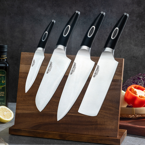 Chef Knife 8 Inch Japanese Kitchen Knives Set German 1.4116 Carbon Steel Santoku Cleaver Sharp Vegetable Knife Black ABS Handle ► Photo 1/6