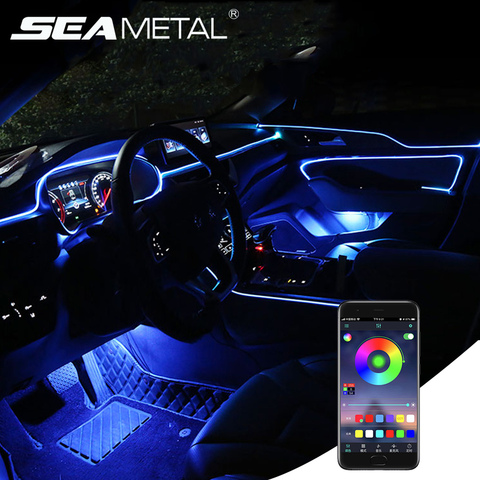 Car Styling Interior Trim Strip With Decorative Molding Strip Dashboard Door Edge Car Atmophere Light LED RGB APP/Remote Control ► Photo 1/1