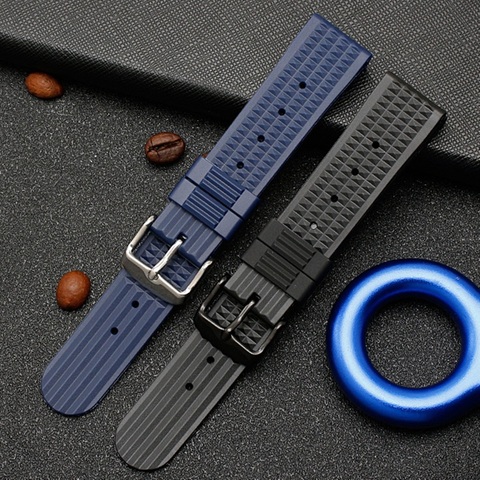 20mm 22mm Band for Seiko Watch Rubber Watchband for Samsung Huawei watch Sport Diving Rubber Replace Strap Wrist Belt ► Photo 1/6