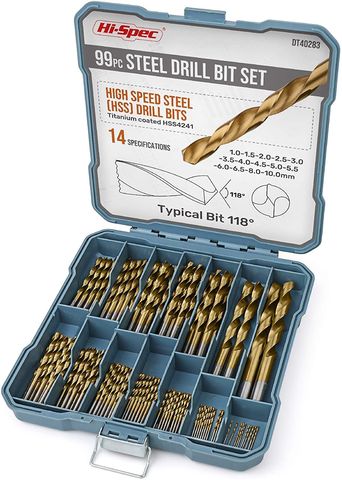 Hi-Spec HSS Metal Drills Titanium, Metric Metal Drill Bits Set,1-10mm Twist Drill Bit For Metal Wood Plastic Drill Accessory Set ► Photo 1/6