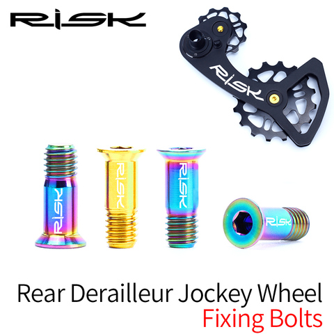 RISK 2pcs/box Road Mountain Bike Bicycle M5*14.2mm Shift Rear Derailleur Pulley Jockey Wheel Fixing Bolts Screws Titanium Alloy ► Photo 1/6