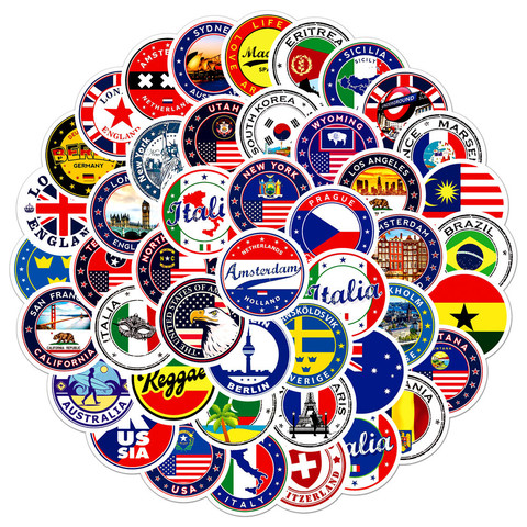 60Pcs National Flags Stickers Toys Sticker DIY Scrapbooking Suitcase Flag Logo Envelope Sealing Sticker ► Photo 1/6
