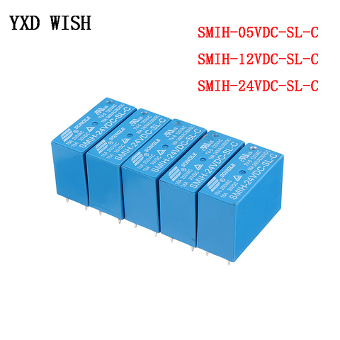 5PCS SMIH-05VDC-SL-C SMIH-12VDC-SL-C SMIH-24VDC-SL-C 05 12 24 V Relays 250V 16A 8PIN SMIH-05V 12V 24VDC-SL-A 6Pin Relay ► Photo 1/1