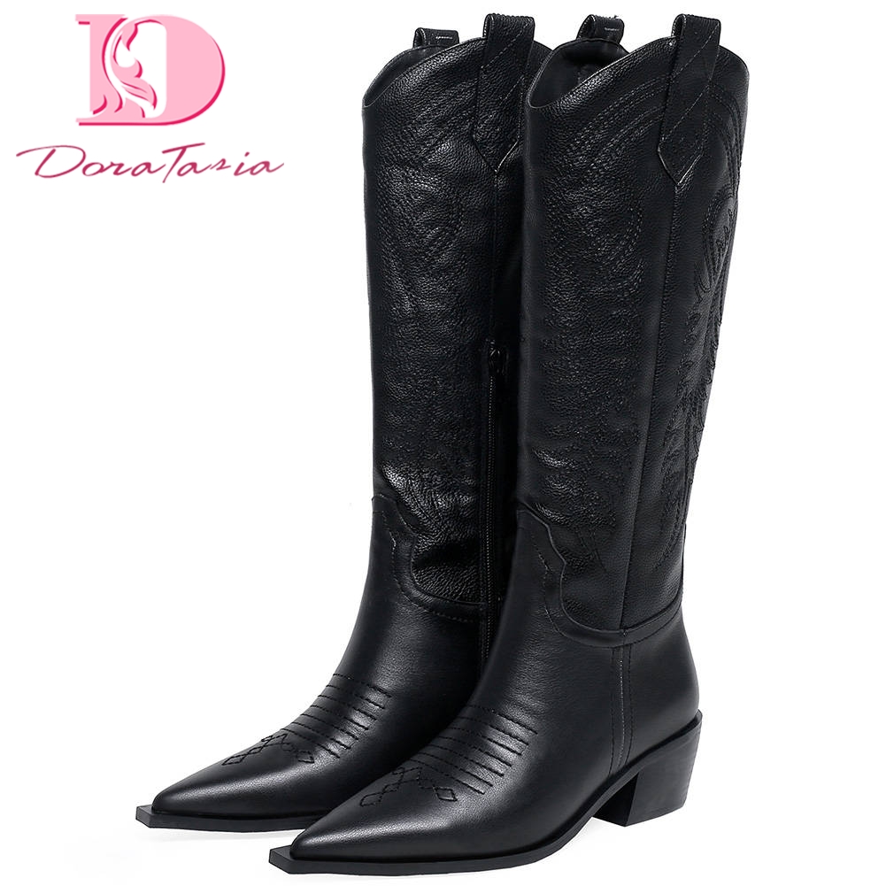 Price History Review On Doratasia Brand Big Size 43 Genuine Leather Shoes Woman Pointed Toe Western Cowboy Boots Women Knee High Boots Female Shoes Aliexpress Seller Doratasia Official Store Alitools Io