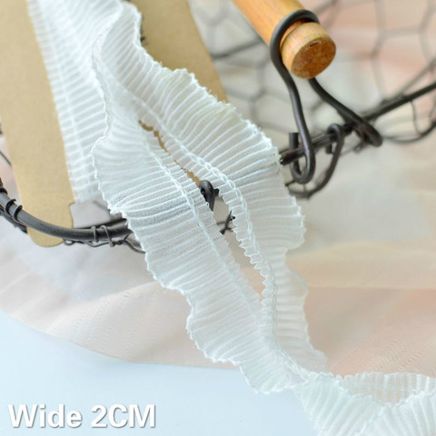 2CM Wide White Black Exquisite Eyelash Chiffon Fold Lace Collar Elastic Ruffle Trim Fringe Ribbon DIY Sewing Dress Guipure Decor ► Photo 1/6