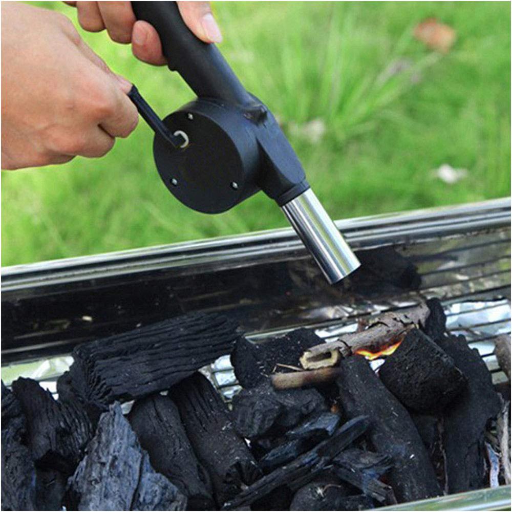 Barbecue Outdoor Manual Grill Blower BBQ Tool Hand Fan Cooking Crank Camping 