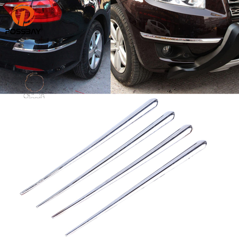 POSSBAY 4Pcs Universal Car Body Bumper Protector Decoration Strip Bumper Guard Chrome Anti-collision Corner Strip Stickers ► Photo 1/6