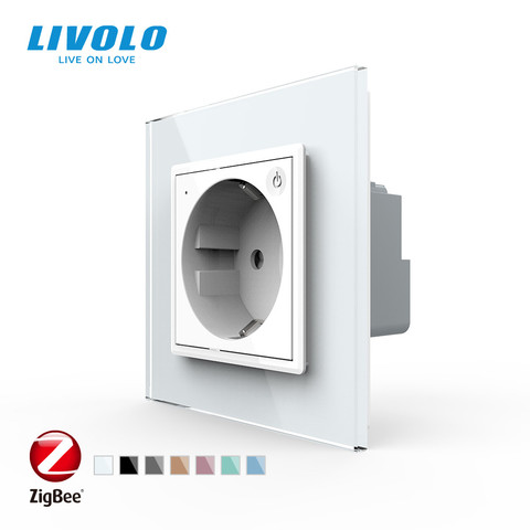 Livolo EU Standard New Smart Wifi Power Socket,Crystal Glass Panel, smartphone 16A Wall Power Socket, wifi app,aleax,googel home ► Photo 1/5