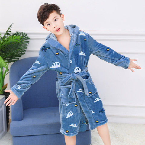 Kids Bathrobe for Boys Spring Winter Lively Animal Print Pajamas Warm Children Pyjama Teenager Boys Bath Robe Swimming Clothing ► Photo 1/6