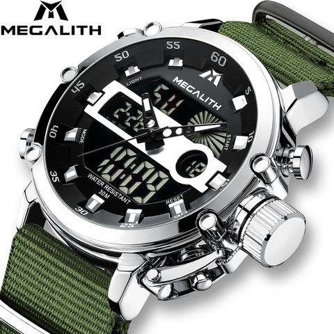 Relogio Masculino MEGALITH Sport Waterproof Watches Men Luminous Dual Display Alarm Top Brand Luxury Quartz Watch Wholesale 8051 ► Photo 1/6