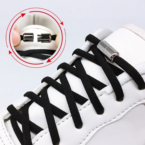 1Pair New Shoelaces Without Ties For Kids Adult Quick Lazy Laces Women Men Metal Lock Elastic Shoe Laces Sneakers Shoe Strings ► Photo 1/6