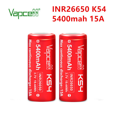 VapCell original INR 26650 5400mah 15A K54  li ion battery 3.7V high power rechargeable batteries cell for flashlight power tool ► Photo 1/6